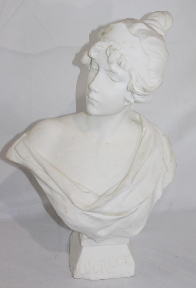 A. Piazza Carrara Signed Marble Bust of Lady - Lucrece (1 of 7)