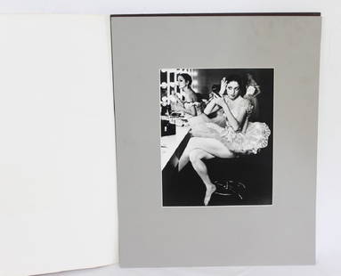 Alfred Eisenstaedt Shoots the Ballet - Large Photograph: Alfred Eisenstaedt shoots the Ballet on Ilford XP1 and HP5; in white portfolio embossed with Eisenstaedt; info sheet and photo as pictured; measures about 16 x 20 and photo measures about 9 x 11 inche