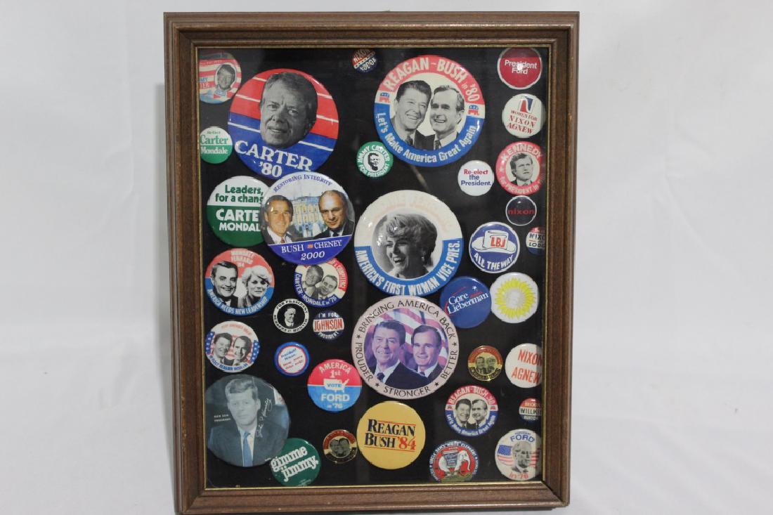 Lot of Political Pinbacks/ Buttons in Shadow Box (1 of 1)