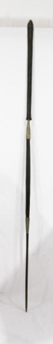 Maasai-Masai African Spear - Kenya: nice African Spear, with wood handle and metal ends; measures about 64 inches long