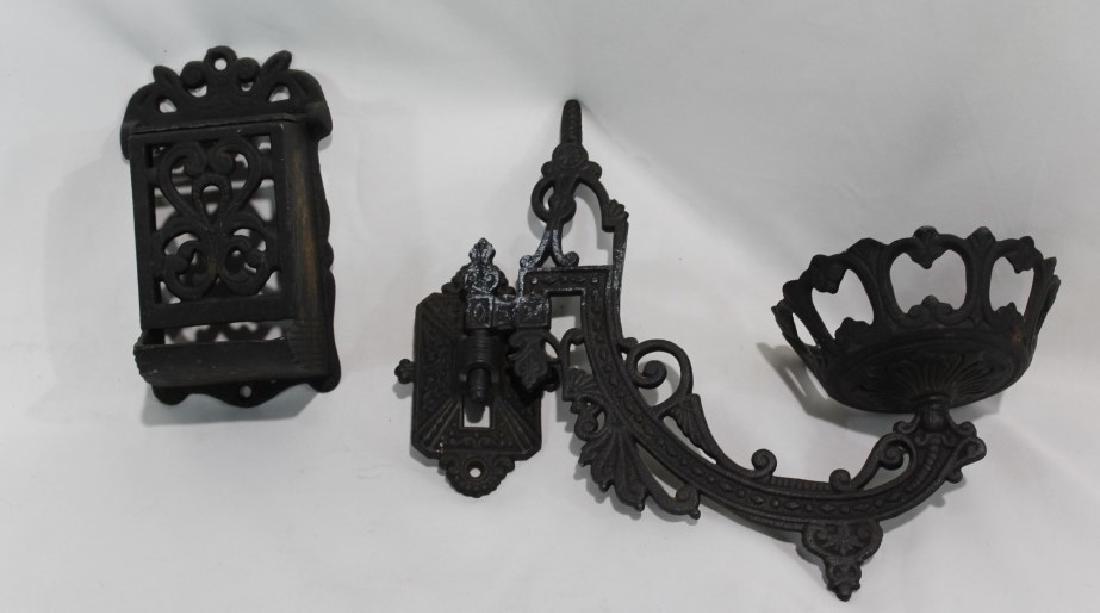 Cast Iron Oil Lamp Holder & Match Holder (1 of 3)