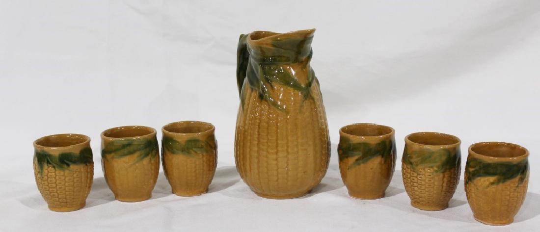 Vintage Majolica Corn Pitcher with 6 glasses (1 of 5)