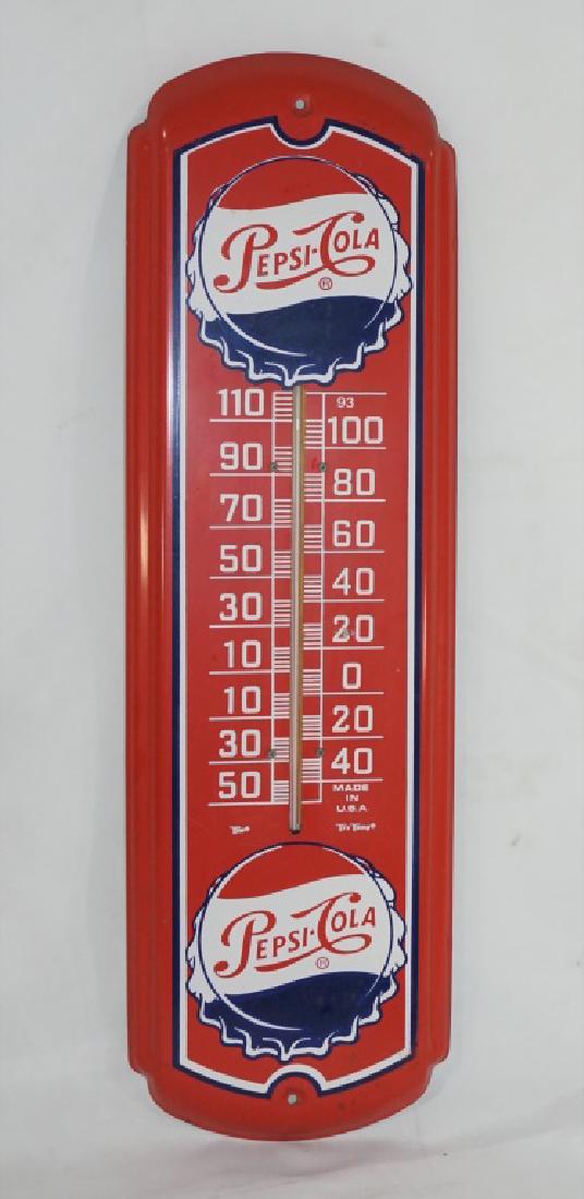 Vintage Pepsi -Cola Metal Thermometer Sign