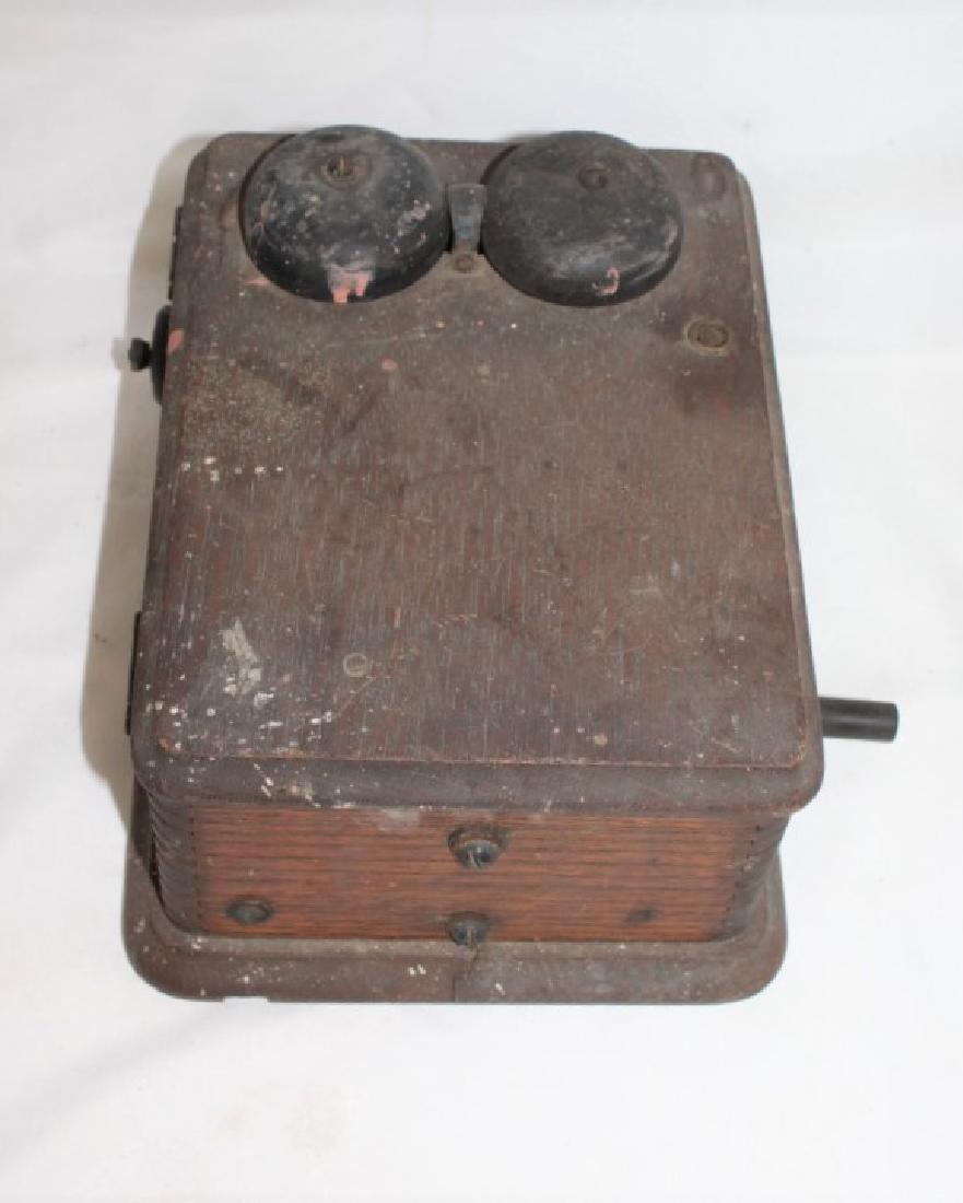 Antique Wooden Crank Phone Ringer Box