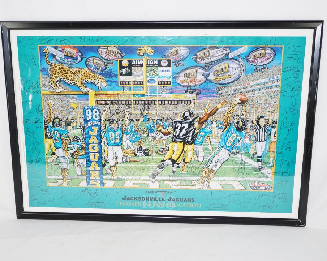 1998 Jacksonville Jaguars Team Signed Print Framed