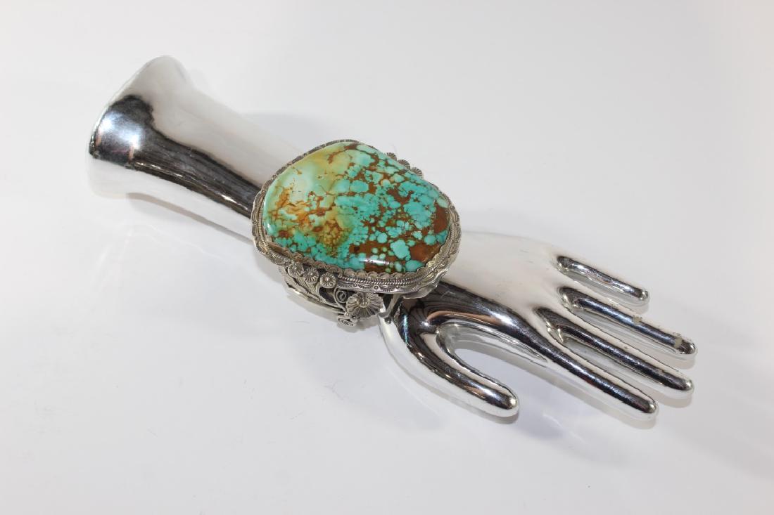Large Turquoise and Sterling Bracelet (1 of 4)