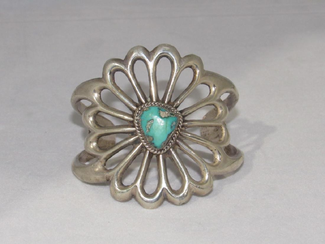 Southwest Style Turquoise Flower Bracelet / Cuff (1 of 5)