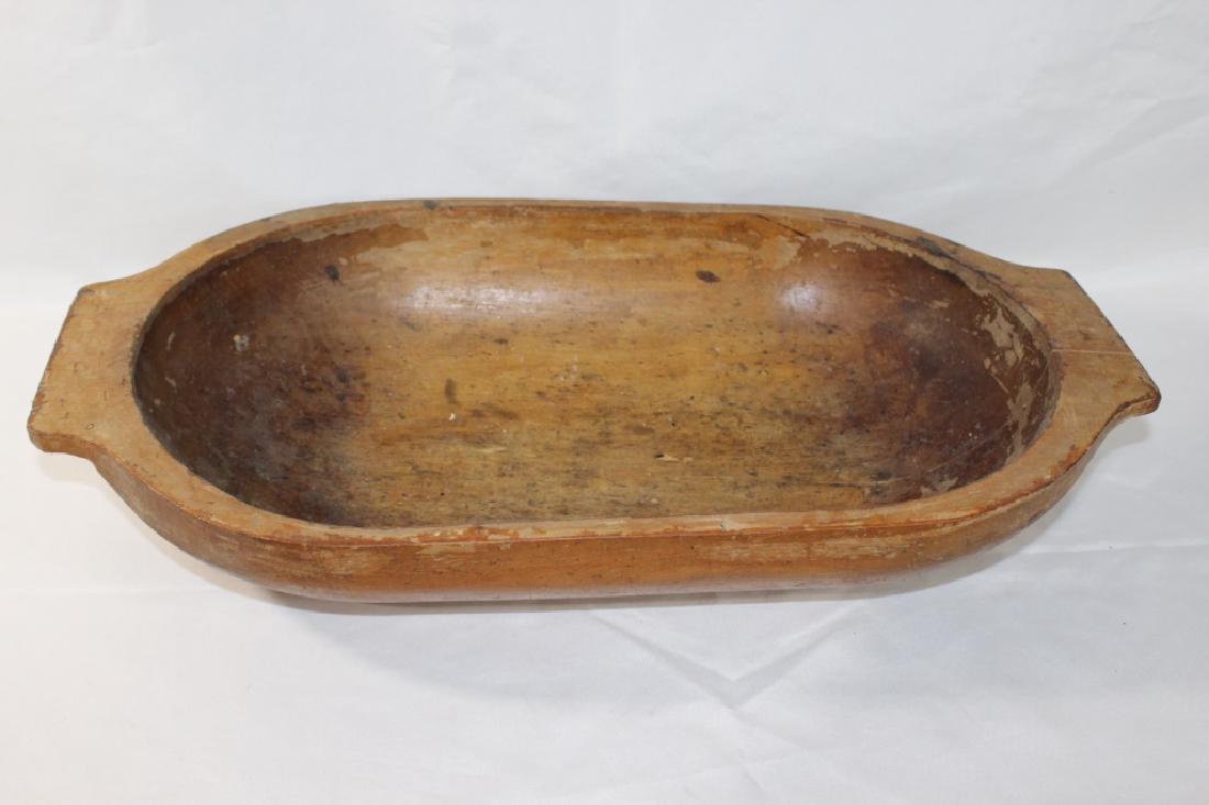 Large Wood Hand Carved Primitive Bowl with Handles (1 of 3)