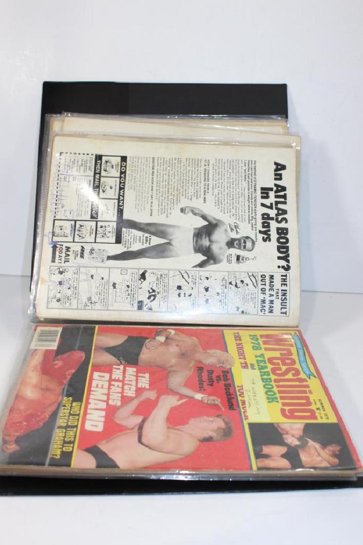 Large binder full of vintage Wrestler magazines: Vintage Wrestling magazines-some wear and tear/70s