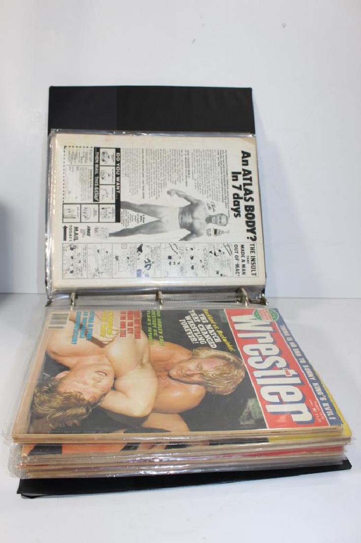 Binder full of Vintage Wrestler magazines: Vintage Wrestler magazines-some wear and tear-70s