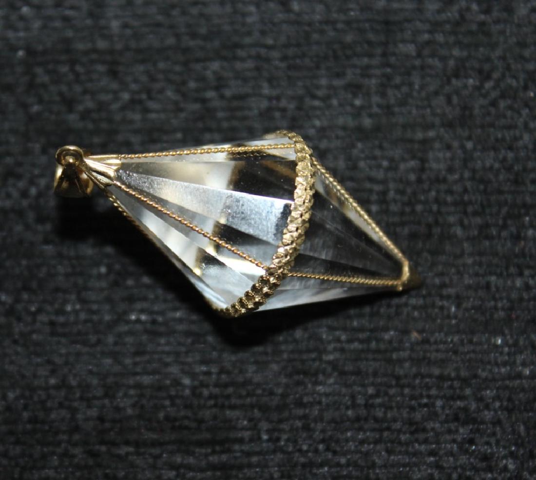 Crystal and 14k gold charm: Crystal and 14k gold charm-roughly measures 2 inches long