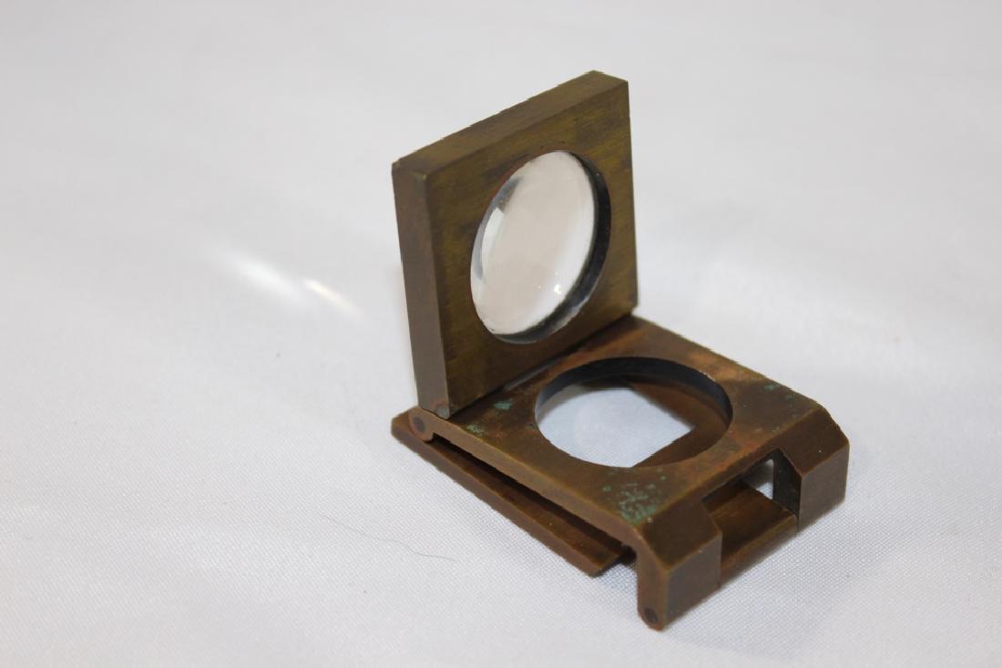 Antique Brass Magnifying Glass - Military Map: vintage b rass magnifying glass eye loupe military map