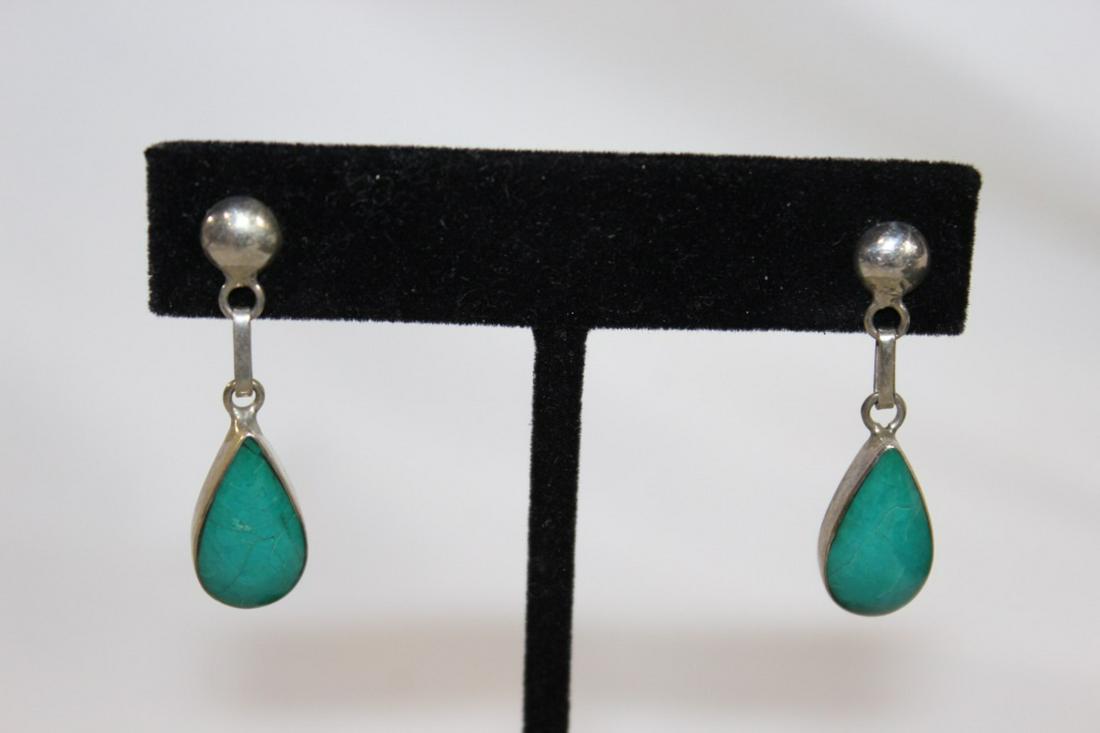 Pair of silver tear drop dangle earrings (1 of 3)