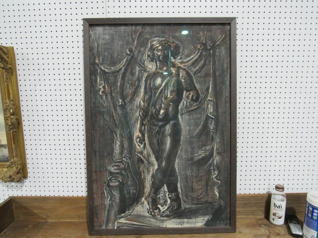Roman Chatov Signed OIl Painting: measures about 27 1/2 inches wide by 39 1/2 inches long. Signed on bottom as pictured; Chatov 1900-1987 - From art site: Roman Gregory Chatov was a Russian Ã©migrÃ©s who enjoyed an accomplished ca