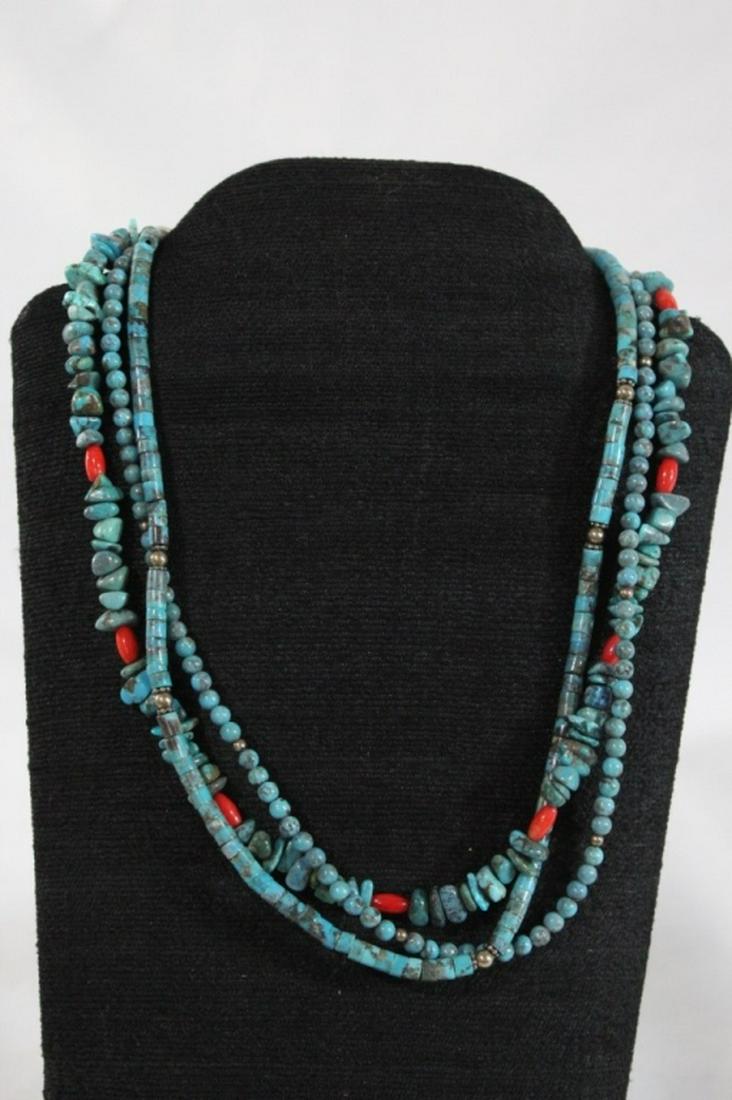 Turqouise multi strand 925 necklace (1 of 3)