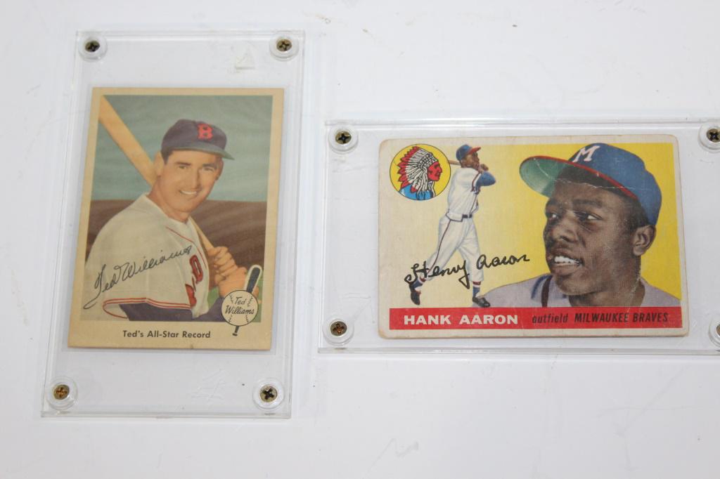 Ted Williams 63-Henry Aaron -Topps 47: Set of two vintage baseball cards- Ted William #63- Henry Louis Aaron- TOPPS # 47