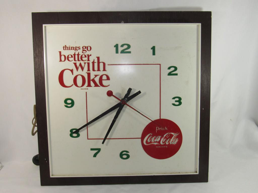 Vintage Coca-Cola Wall Clock: Things go better with coke wall clock - not working, slight cracks near of clock