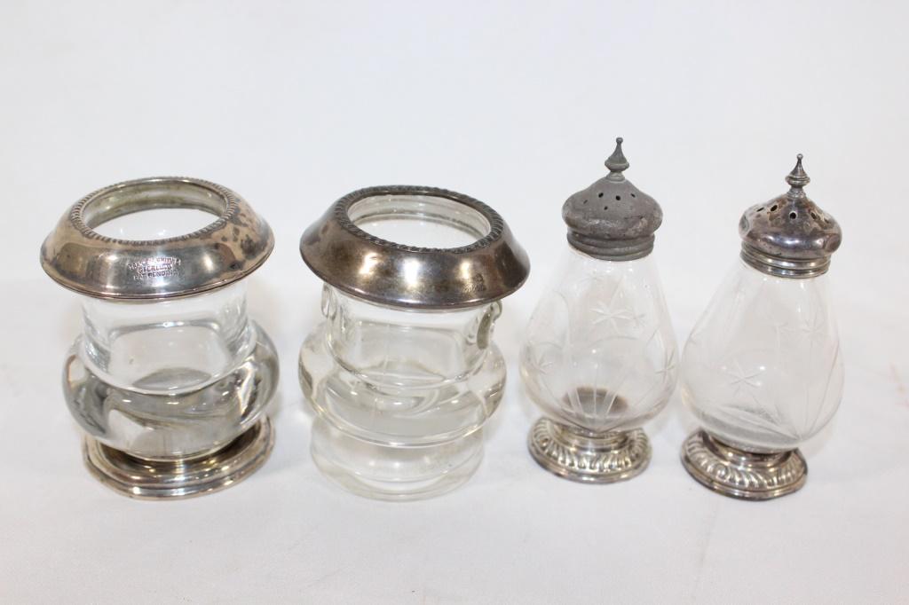 Sterling Silver Toothpick Holder / Salt & Pepper: marked sterling -