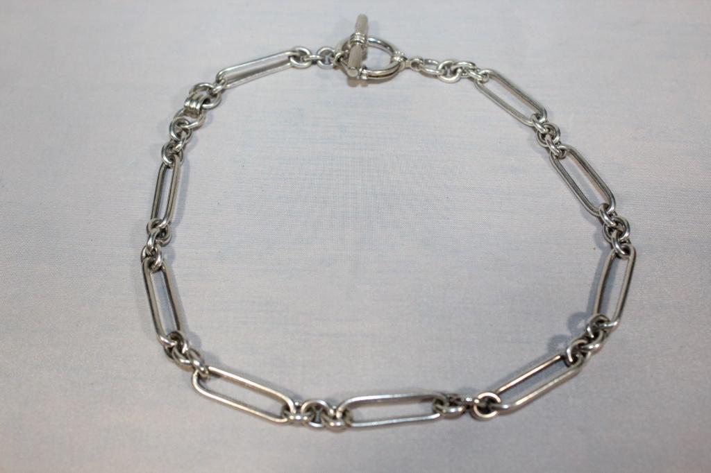 Sterlings Silver Choker Necklace: measures about 15 inches from end to end; weighs about 1.3 oz