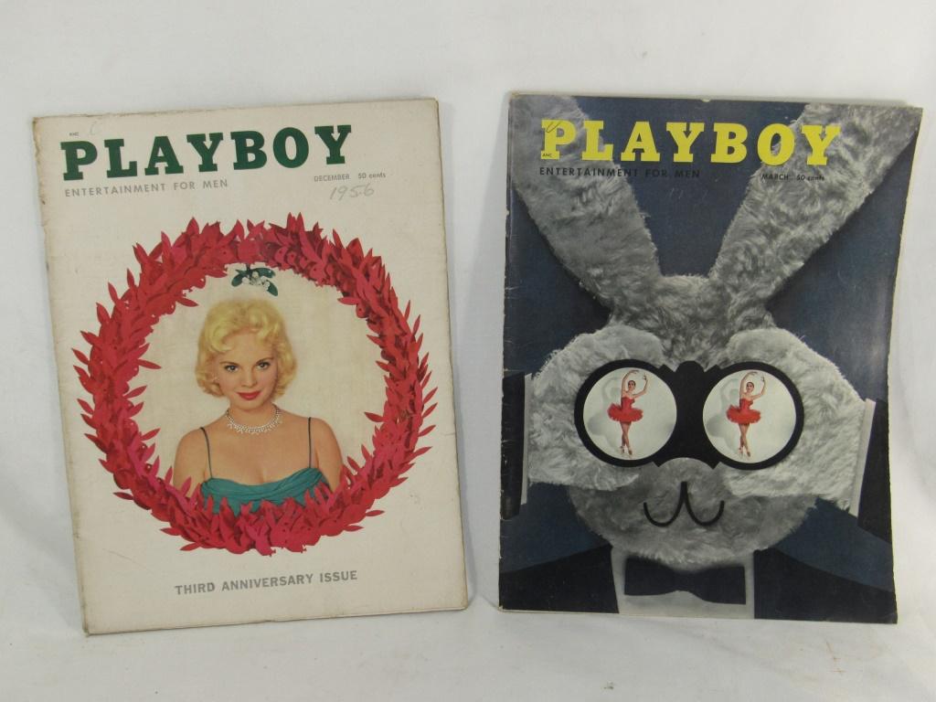 March 1957 & December 1956 - Playboy Magazine: pair of vintage 1950s playboy magazines as pictured