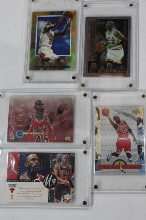 5 Michael Jordan basketball cards: 5 Michael Jordan Basketball cards-Great Heightss, Upper Deck