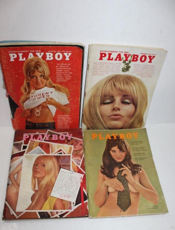 Four vintage 1969 PLAYBOY Magazines: Four vintage 1969 PLAYBOY Magazines -September, June, April, December,