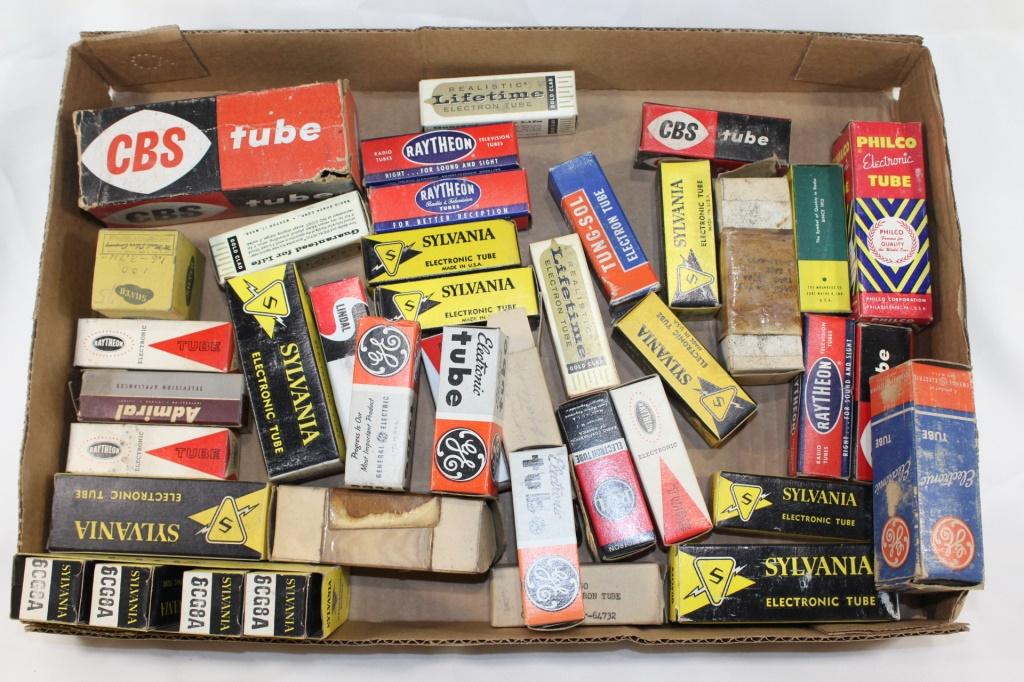 Lot of Vintage Television / Radio Tubes NIB: new old stock - lot of vintage radio / television tubes: includes: Raytheon, Sylvania electroinic tubes, RCA, GE, Admiral CBS, Philco & more