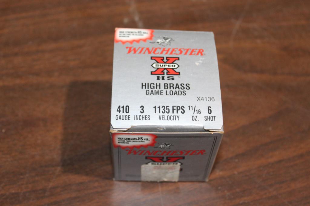 410 Gauge Winchester Game Loads, high brass box: box of ammo 410 gauge 3 inches 6 shot full box of ammo
