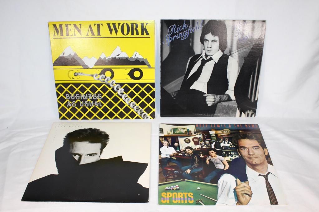 Vts 80s Records - Huey Lewis, Rick Springfield etc: Men At Work - Business As Usual ART 37978 Rick Springfield Wait for Night - CHl 515 John Waite - No Brakes ST 17124 Huey Lewis and The News - Sports - FV 41412 Some condition issued to covers, but alb