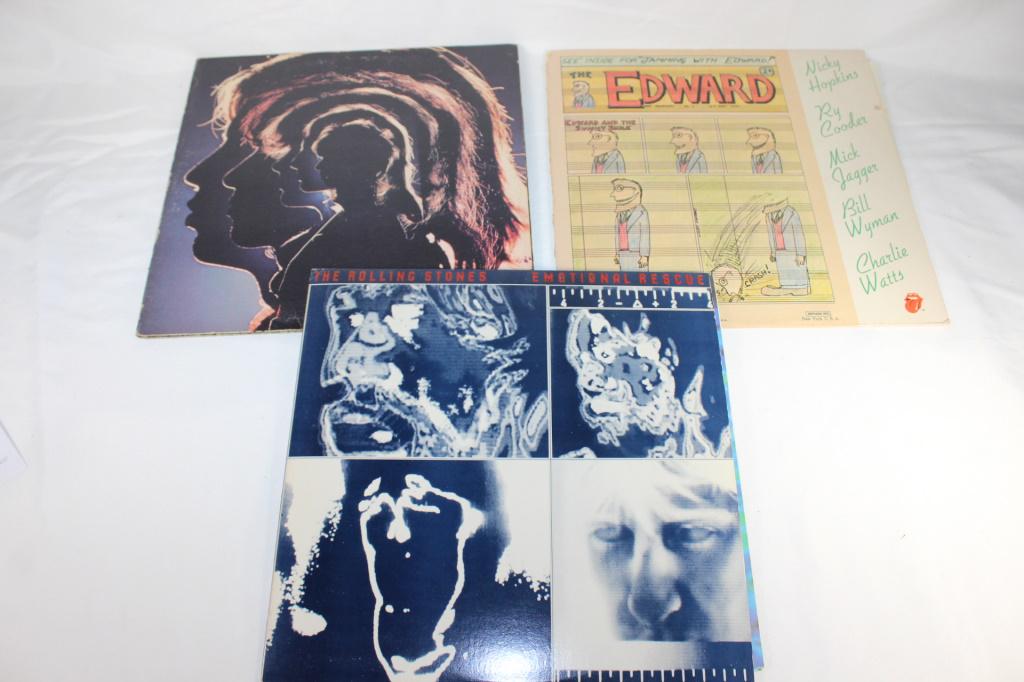 Lot of Vtg Rolling Stones LPs: Includes: Emotional Rescue (with poster) Jamming with Edward Hot Rocks - Double LP Records are in Good condition, sleeves has some issues
