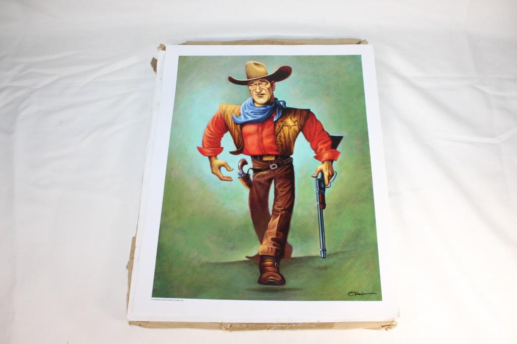 Large Stack David O'Keefe John Wayne Prints: Prints measures about 14 3/4 inches by 12 inch