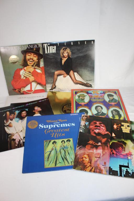Lot of VTG Vinyl Records - Diana Ross, Tina Turner: Stand - Sly and the Family Stone Diana Ross and the Supremes Greatest Hits Pointer Sisters - Break Out Barry White - Greatest Hits Grover Washington Jr .- Winelight Tina Turner - Private Dancer The 5t