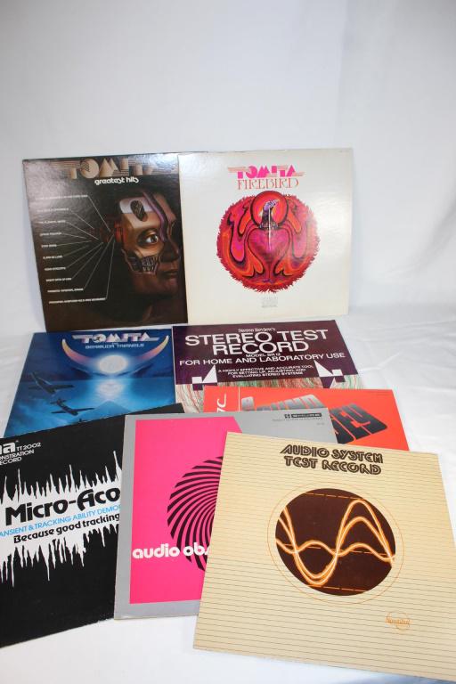 Lot of VTG Vinyl Records -Tomita, Sound Tests: Tomita's Greatest Hits Tomita - Firebird Tomita - Bermuda Triangle Stereo Test Record Sound Odyssey Micro-Acoustics Audio Obstacl Course ERA III Audio System Test Record Records are in great shape, so