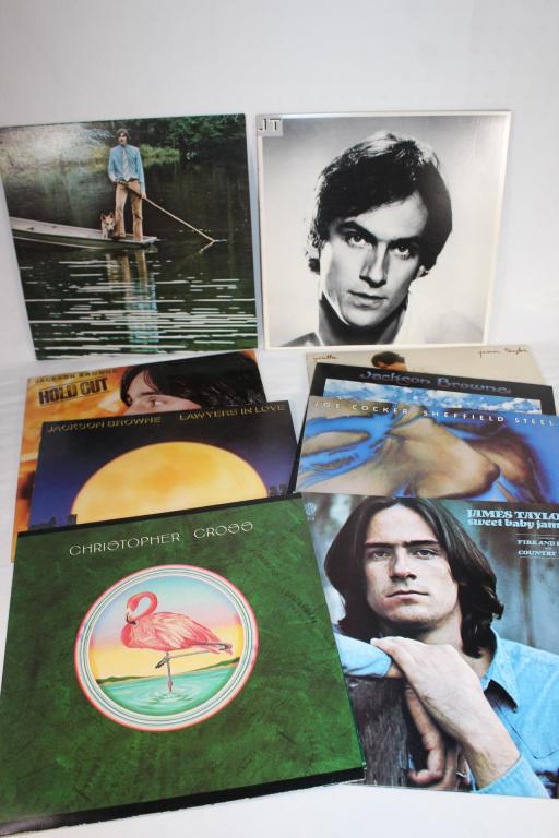 Lot of VTG Vinyl Records -James Taylor, Cocker etc: Jackson Brown - Hold Out Jackson Brown - Lawyers in Love Jackson Brown - Late for the Sky Christopher Cross - Self Titled - Joe Cocker - Sheffield Steel James Taylor - Sweet Baby James James Taylor - 