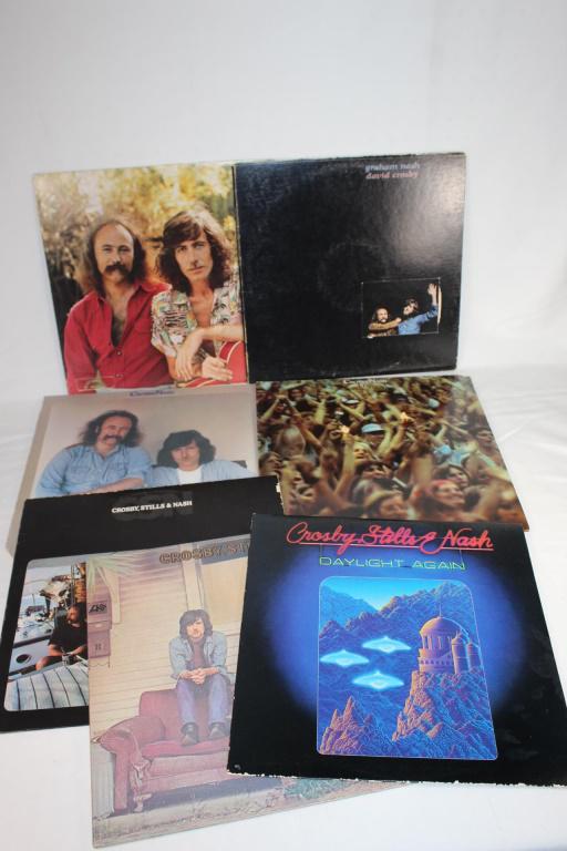 Lot VTG Vinyl Records - Crosby Stills and Nash: Crosby Stills and Nash Crosby Stills and NAsh - Daylight Again Crosby Stills and Nash - CSN Crosby Stills and Nash - Live Crosby Nash - Whistling Down the Wire Graham Nash and David Crosby David Crosb