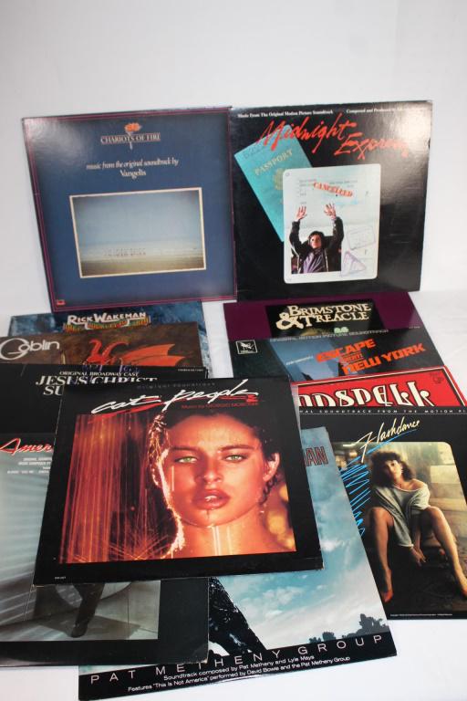 Lot of VTG Vinyl Records - Soundracks to Movies: Escape from New York Brimstone & Treacle Jesus Christ Superstar Midnight Express American Gigolo Cat People The Falcon and the Snowman Flashdance Godspell Journey to the Center of the Earth Goblin Sus