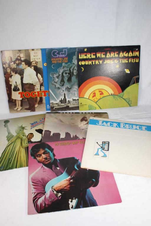 Lot VTG Vinyl Records - Country Joe & misc artists: Ry Cooder - Bop til you Drop Jack Bruce - At His Best Henry Gross - Plug Me Into Something Allan Taylor - The American Album Country Joe & the Fish - Here We Are Again Country Joe & The Fish - Country