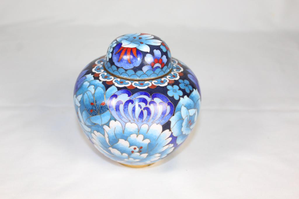 Antique Cloisonne Blue Ginger Jar (1 of 5)