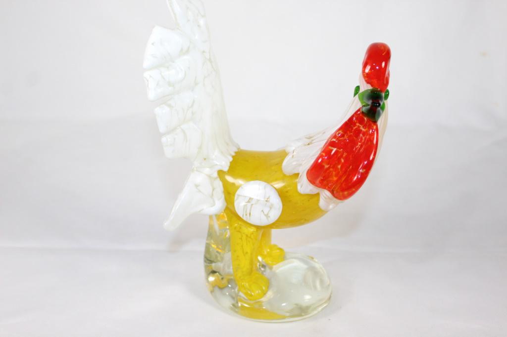 Yellow - White & Red Glass Rooster - Murano? (1 of 3)