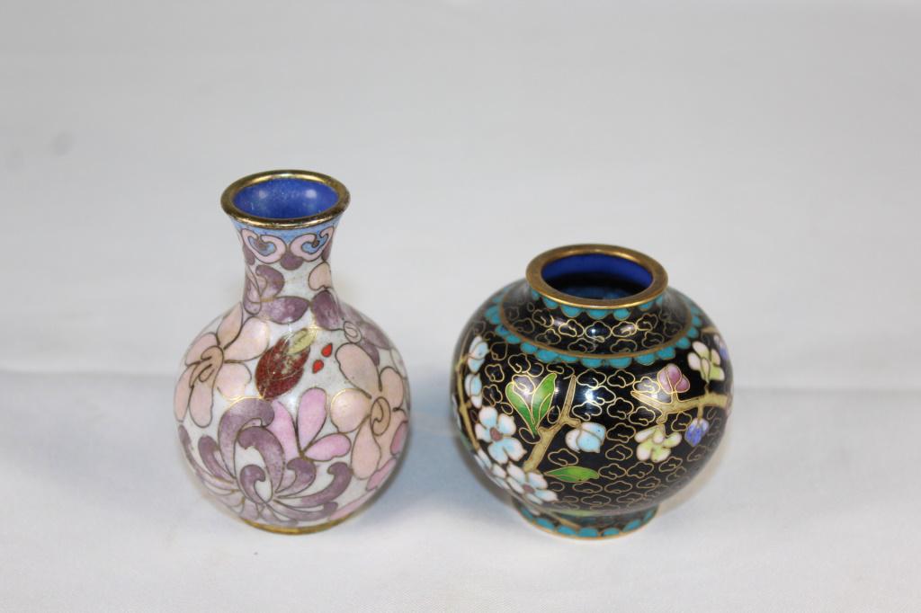 Pair of Small Cloisonne Vases (1 of 3)