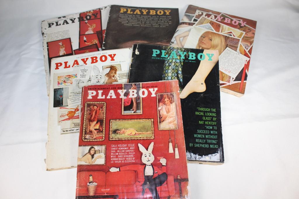 Lot of vintage playboys: in rough condition as pictured
