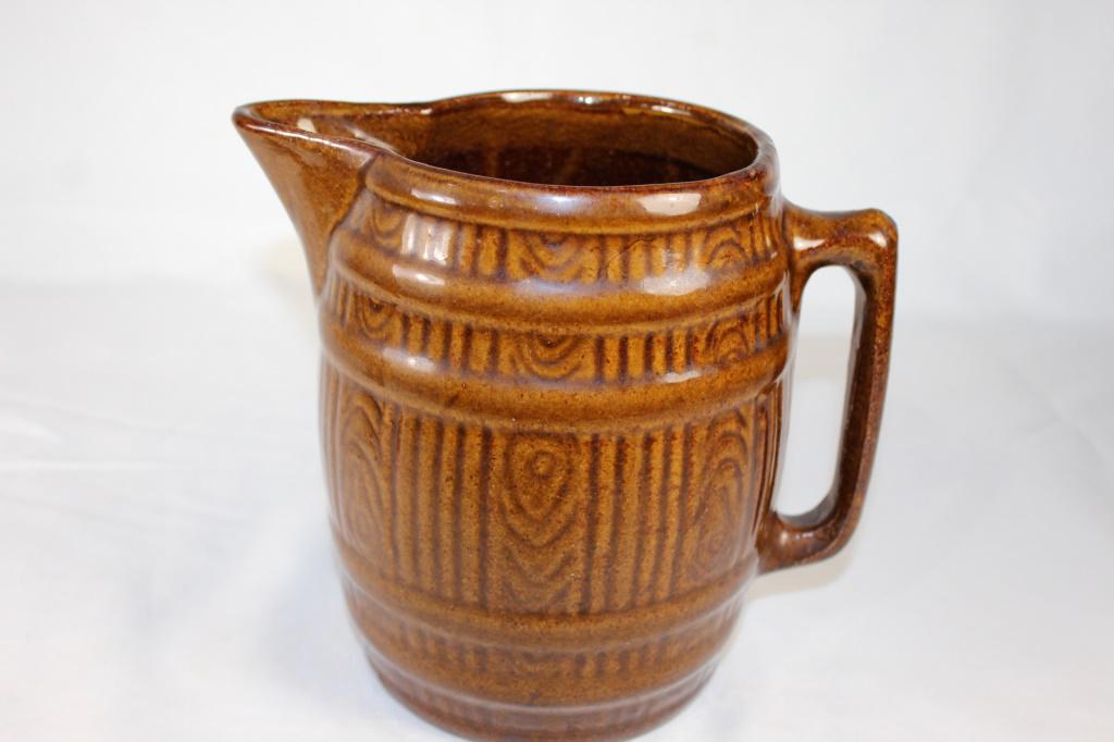 VTG McCoy Cider Barrel Pitcher: measures about 7 1/2 inches tall, no chips or cracks