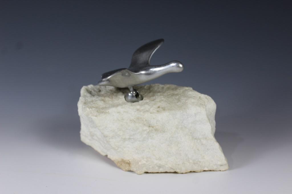 VTG Hoselton Flying Goose Swivel Rock: measures about 3 inches tall by 4 inches wide - signed under wing