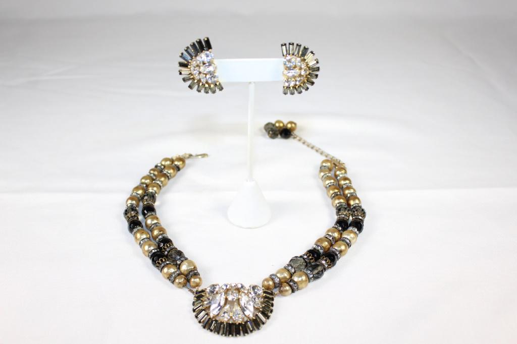 Hobe Match Set - Necklace & Earrings: beautiful Hobe necklace and matching clip earrings - Necklace measures about 19 inches from end to end; earrings measures about 1 1/4 inches long - as pictured