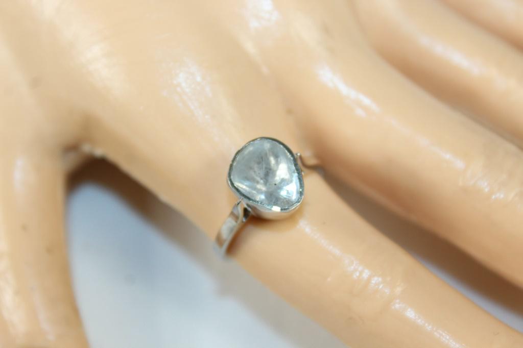 Artisan Crafted Polki Diamond Solitaire Ring: Artisan Crafted Polki Diamond Solitaire Ring in Platinum over sterling silver, size 7 .50 ctw
