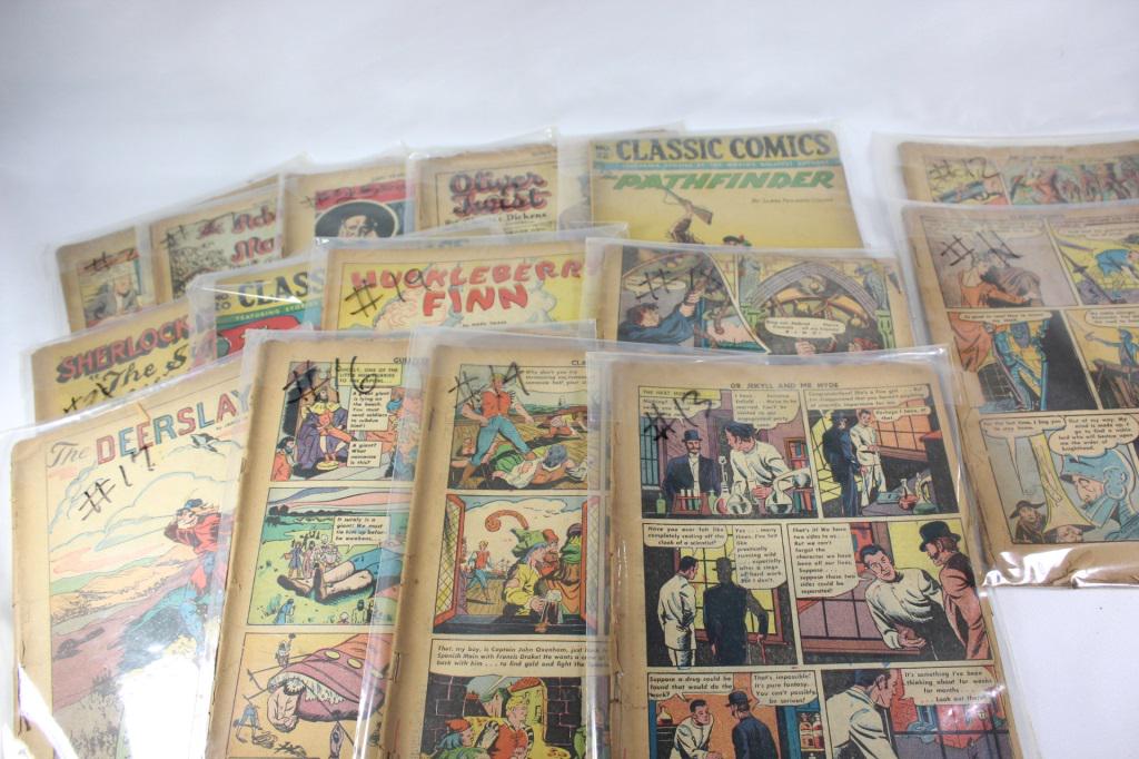 Lot of Classic Comic Books: Includes Don Quixote No 11, Rip Van Winkle No 12, Dr. Jekyll and Mr. Hyde No 13, Westward Ho! No 14, Gulliver's Travels No 16, The DeerSlayer No 17, The Hunchback of Notre Dame No 18, Huckleberry Finn