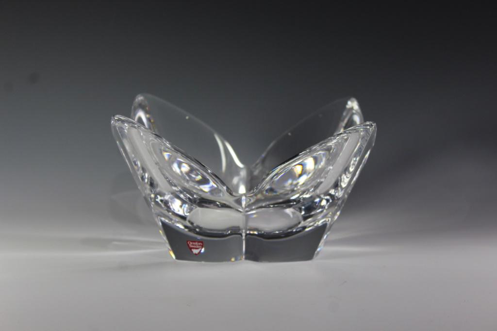 Orrefors Sweden Crystal Lotus Bowl Signed (1 of 4)