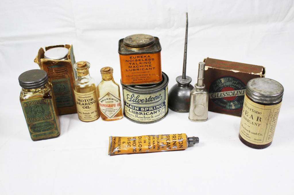 Misc. Lot of Phonograph Oils, Lubricants, Oil Can (1 of 9)