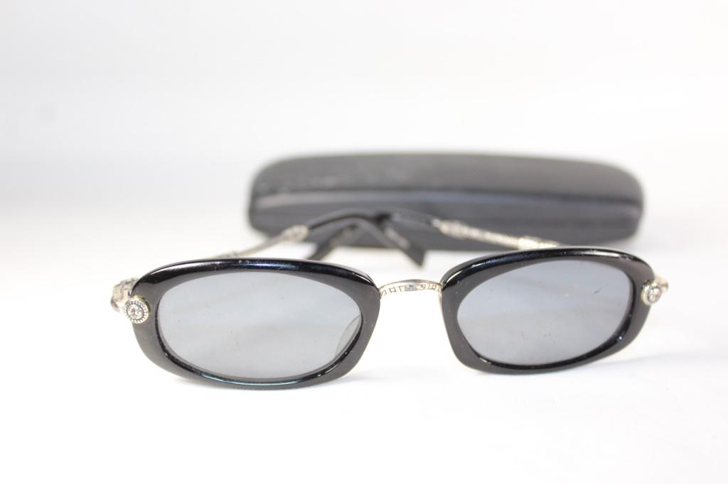 Brighton Black Skinny Sunglasses and Case: Black Case (not brighton0 and Brighton Sunglasses - Black with silver tone metal arms