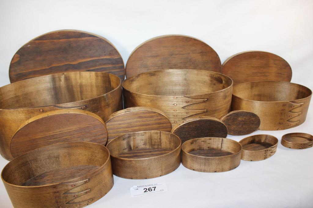 8 WOODEN NESTING SHAKER BOXES SIGNED (1 of 6)